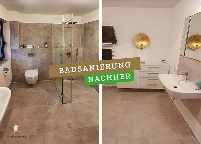 Das fertig sanierte, helle und moderne Badezimmer